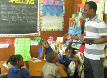 Divine Word Missionary teaching in a classroom