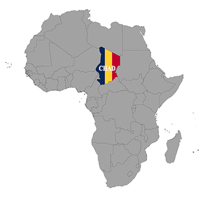 Map showing location of Chad in Africa