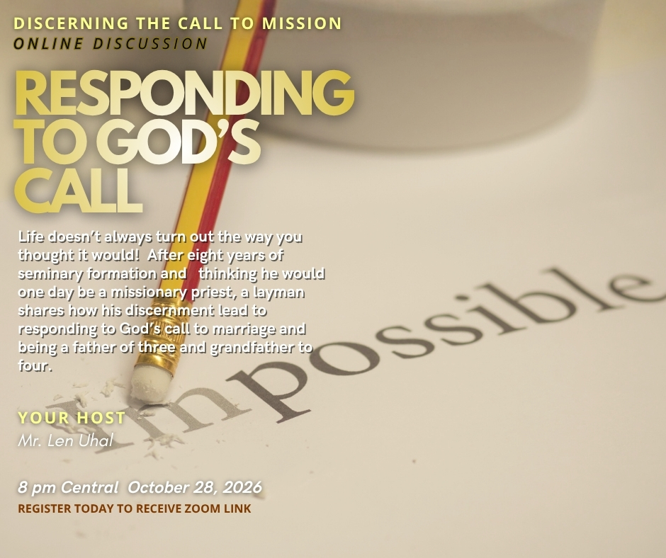 Responding to God's Call October 28 2026 Invitation to a discussion on discerning a religious vocation