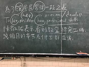 chalk board showing Chinese to English translation
