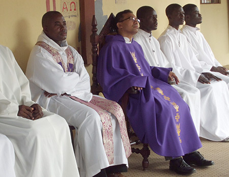 Fr. Sonny DeClass, SVD, presides at Mass in Angola